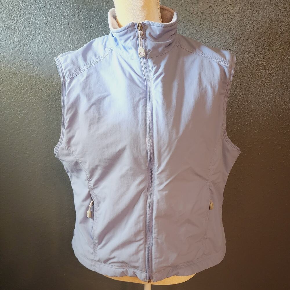 L.L.Bean Womens Full Zip Light Purple Periwinkle Vest Size Fleece Lined XL